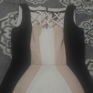 Jax nude beige and black sleeveless dress
